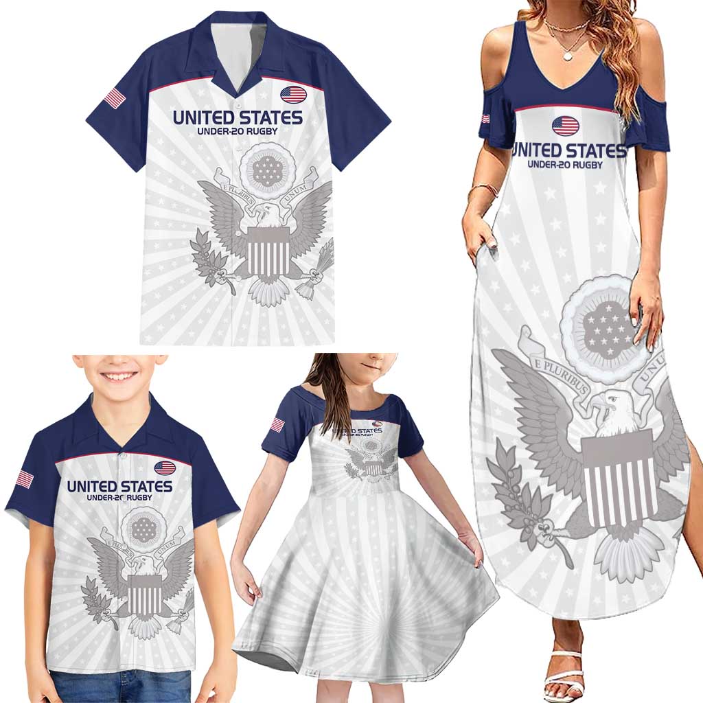 Custom United States Rugby Family Matching Summer Maxi Dress and Hawaiian Shirt 2024 Go Champions Eagles - Wonder Print Shop