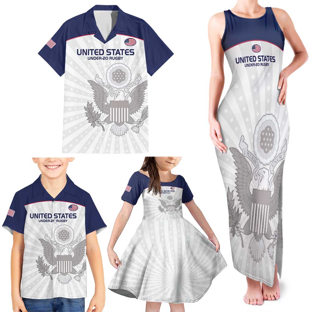 Custom United States Rugby Family Matching Tank Maxi Dress and Hawaiian Shirt 2024 Go Champions Eagles - Wonder Print Shop