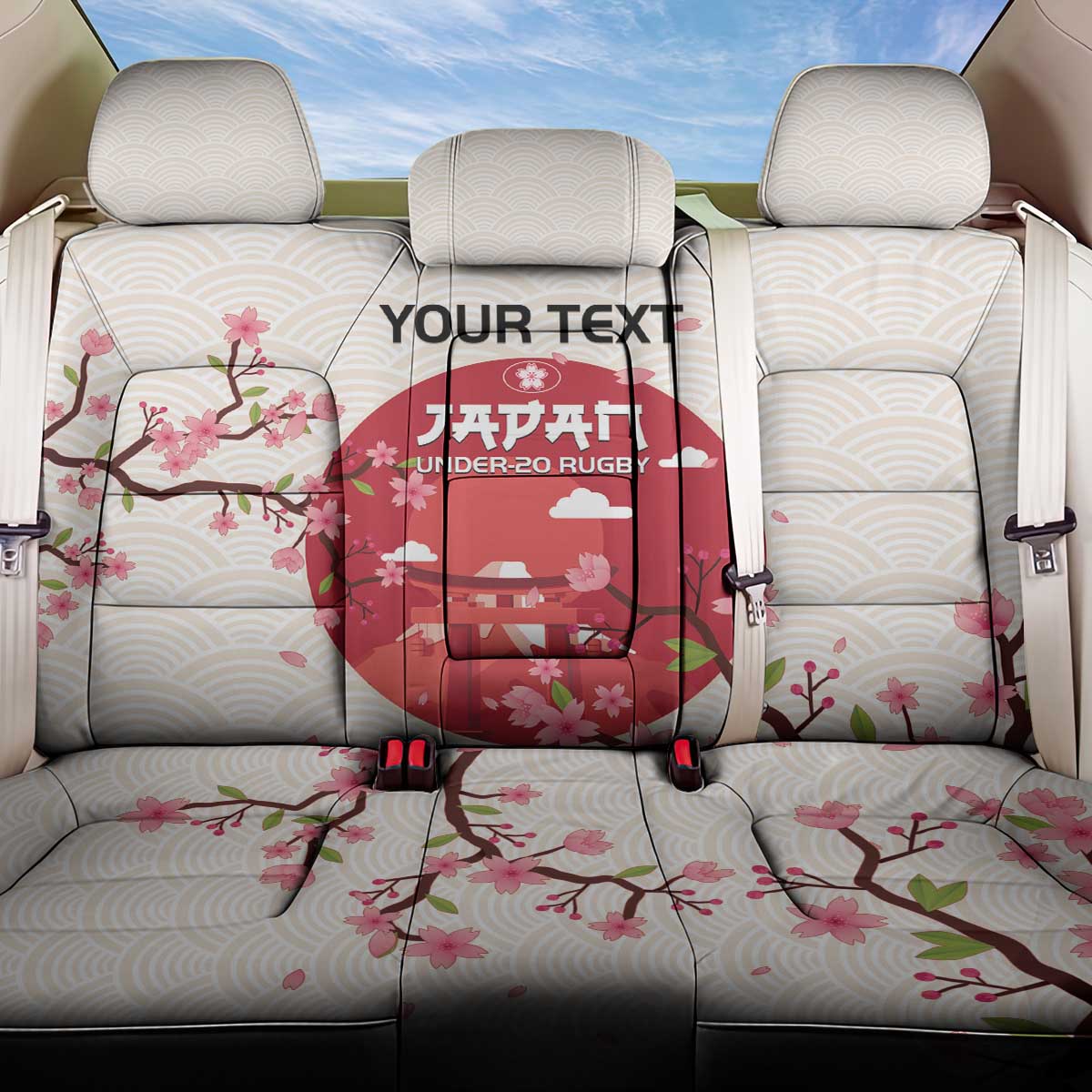 Custom Japan Rugby Back Car Seat Cover 2024 Go Champions Cherry Blossoms - Wonder Print Shop