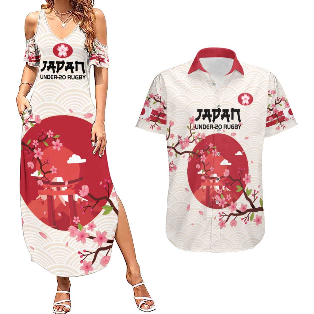 Custom Japan Rugby Couples Matching Summer Maxi Dress and Hawaiian Shirt 2024 Go Champions Cherry Blossoms - Wonder Print Shop