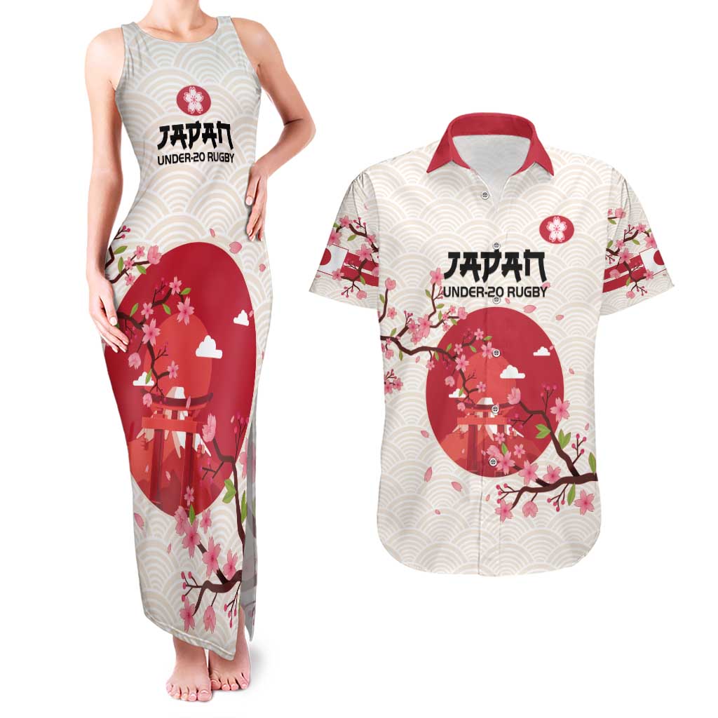 Custom Japan Rugby Couples Matching Tank Maxi Dress and Hawaiian Shirt 2024 Go Champions Cherry Blossoms - Wonder Print Shop