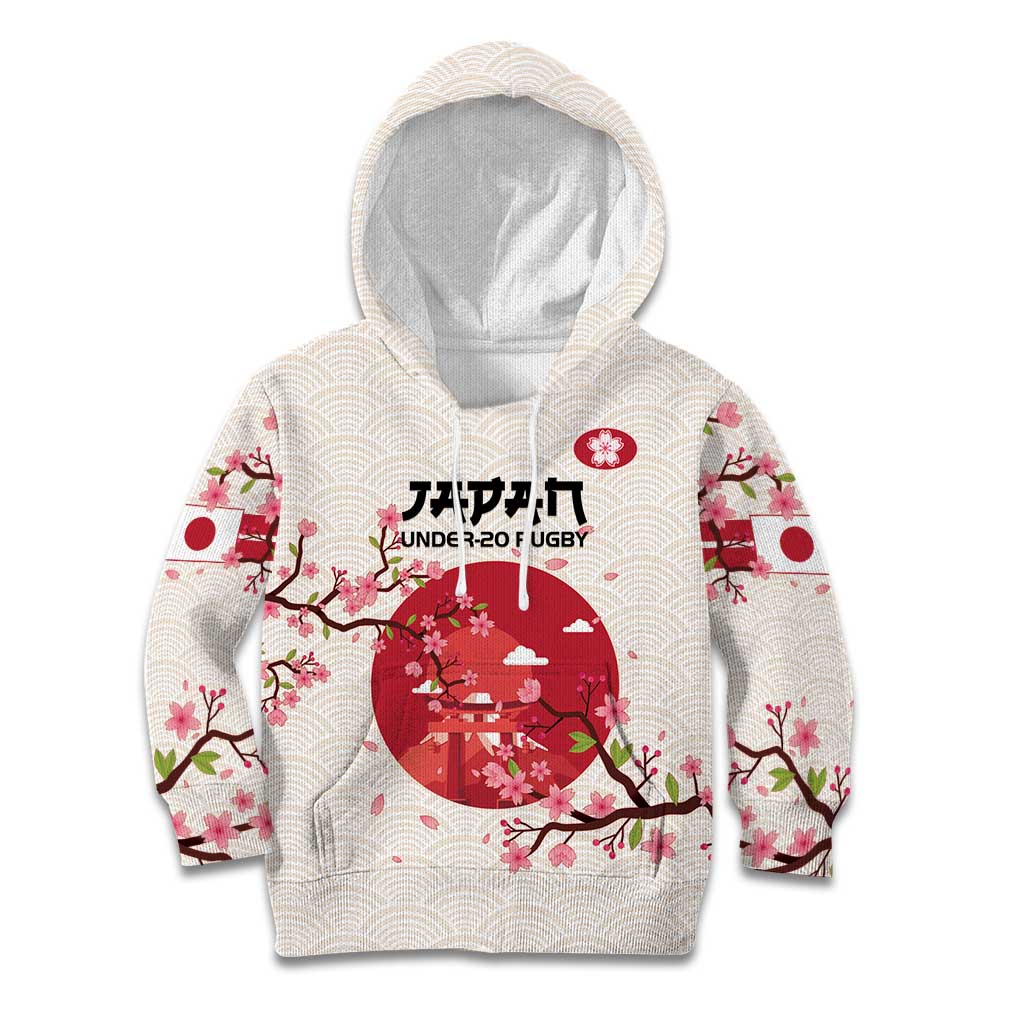 Custom Japan Rugby Kid Hoodie 2024 Go Champions Cherry Blossoms - Wonder Print Shop