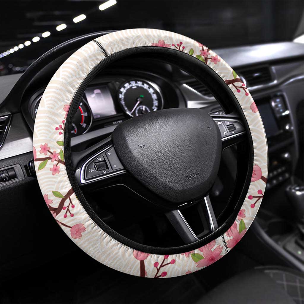 Japan Rugby Steering Wheel Cover 2024 Go Champions Cherry Blossoms - Wonder Print Shop