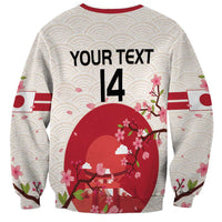 Crewneck sweatshirt with cherry blossom print and red landscape, number 14