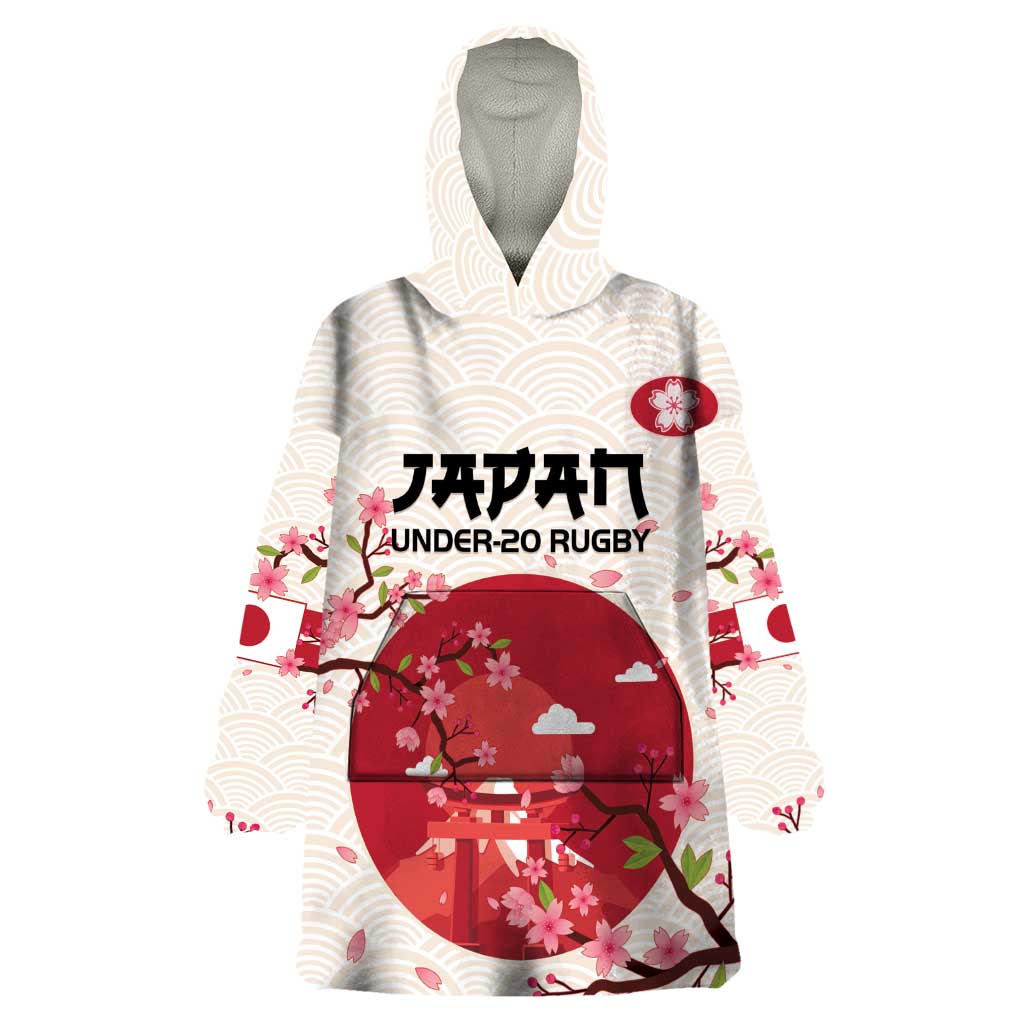 Custom Japan Rugby Wearable Blanket Hoodie 2024 Go Champions Cherry Blossoms - Wonder Print Shop