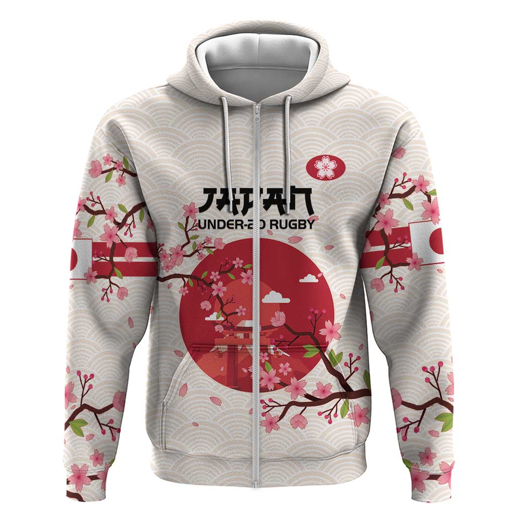 Custom Japan Rugby Zip Hoodie 2024 Go Champions Cherry Blossoms - Wonder Print Shop