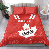 Red bedding set with Canada maple leaf rugby print and two red pillowcases