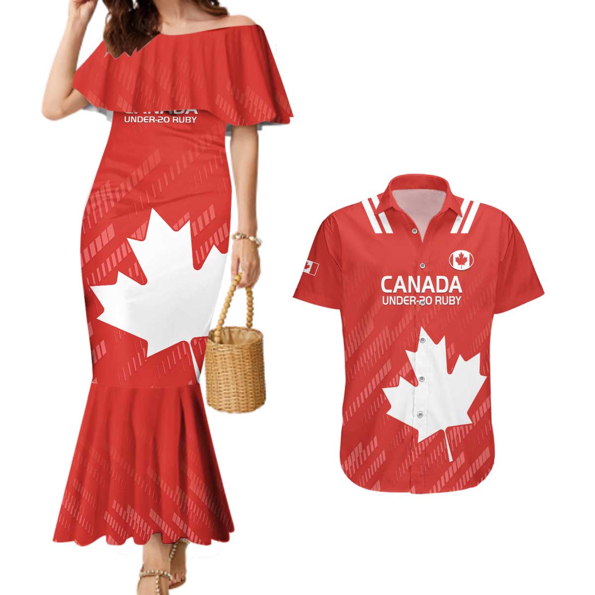 Custom Canada Rugby Couples Matching Mermaid Dress and Hawaiian Shirt 2024 Go Champions Maple Leaf - Wonder Print Shop