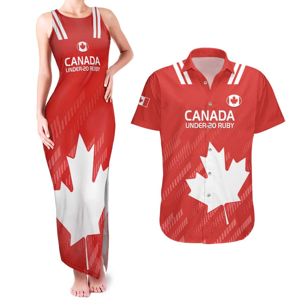 Custom Canada Rugby Couples Matching Tank Maxi Dress and Hawaiian Shirt 2024 Go Champions Maple Leaf - Wonder Print Shop