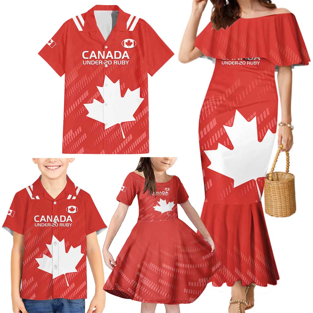 Custom Canada Rugby Family Matching Mermaid Dress and Hawaiian Shirt 2024 Go Champions Maple Leaf - Wonder Print Shop