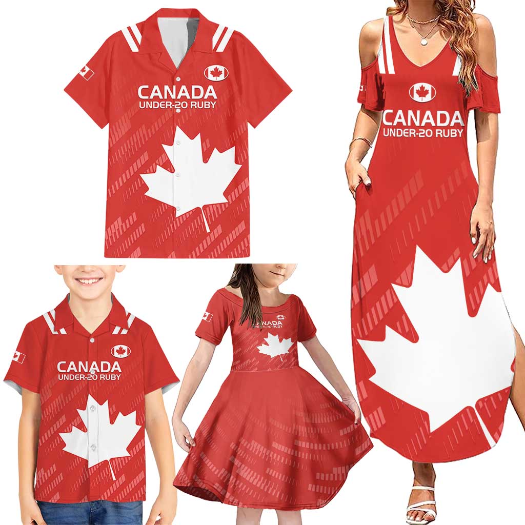 Custom Canada Rugby Family Matching Summer Maxi Dress and Hawaiian Shirt 2024 Go Champions Maple Leaf - Wonder Print Shop