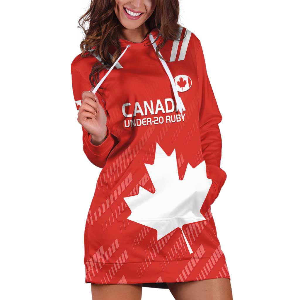 Custom Canada Rugby Hoodie Dress 2024 Go Champions Maple Leaf - Wonder Print Shop