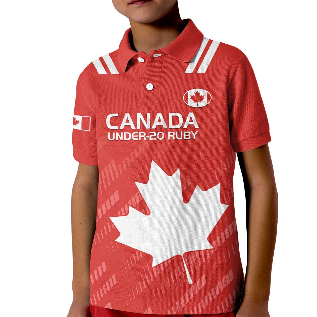 Custom Canada Rugby Kid Polo Shirt 2024 Go Champions Maple Leaf - Wonder Print Shop