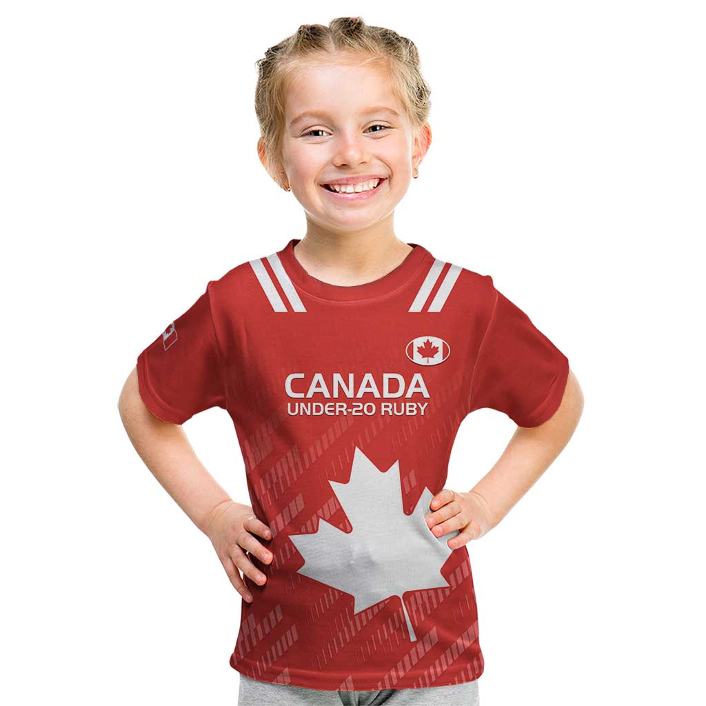 Custom Canada Rugby Kid T Shirt 2024 Go Champions Maple Leaf - Wonder Print Shop