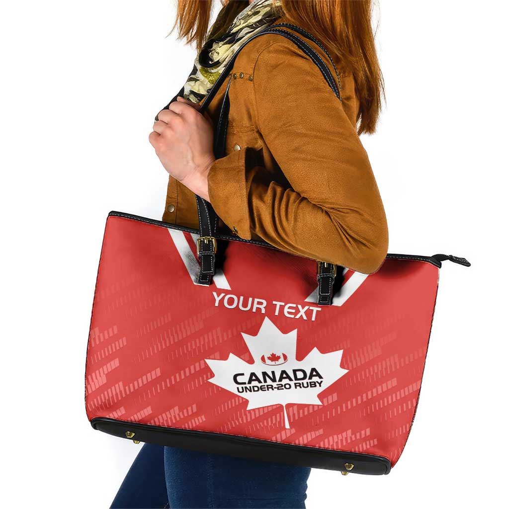 Custom Canada Rugby Leather Tote Bag 2024 Go Champions Maple Leaf - Wonder Print Shop