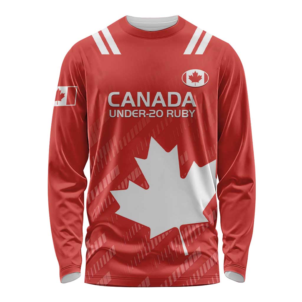 Custom Canada Rugby Long Sleeve Shirt 2024 Go Champions Maple Leaf - Wonder Print Shop