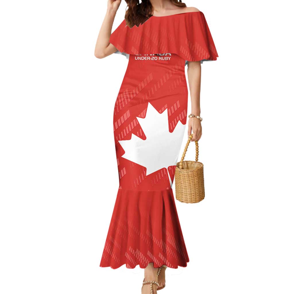 Custom Canada Rugby Mermaid Dress 2024 Go Champions Maple Leaf - Wonder Print Shop