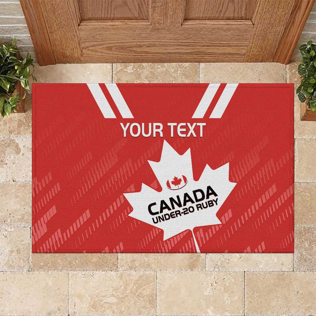 Custom Canada Rugby Rubber Doormat 2024 Go Champions Maple Leaf - Wonder Print Shop