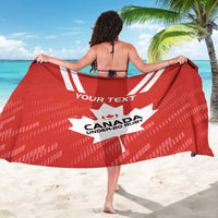 Red Canada-themed rugby sarong with white maple leaf and striped graphics