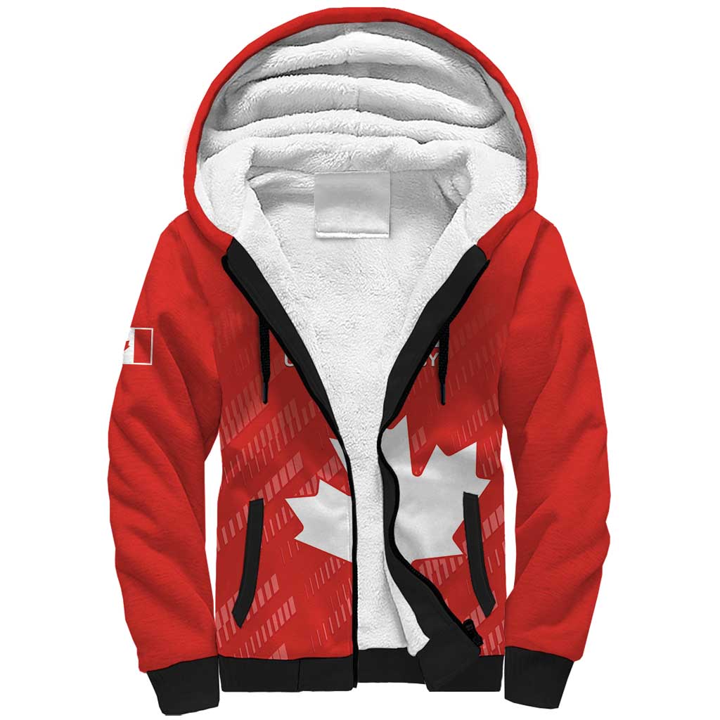 Custom Canada Rugby Sherpa Hoodie 2024 Go Champions Maple Leaf