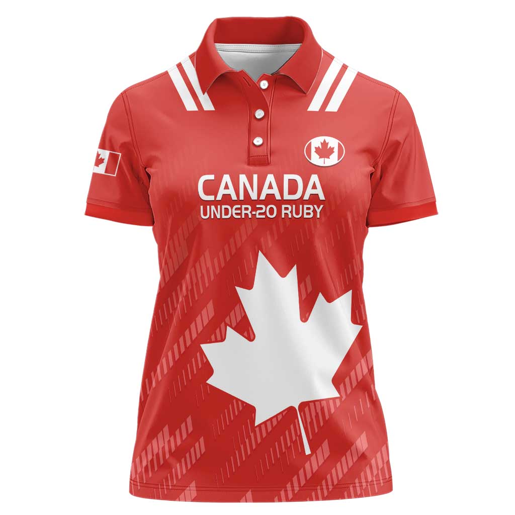 Custom Canada Rugby Women Polo Shirt 2024 Go Champions Maple Leaf - Wonder Print Shop