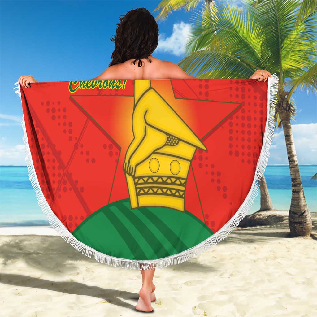 Custom Zimbabwe Cricket Beach Blanket Go Chevrons 2003 Color Version - Wonder Print Shop