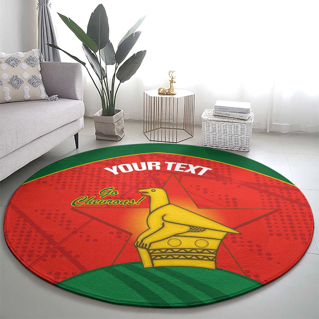 Custom Zimbabwe Cricket Round Carpet Go Chevrons 2003 Color Version - Wonder Print Shop