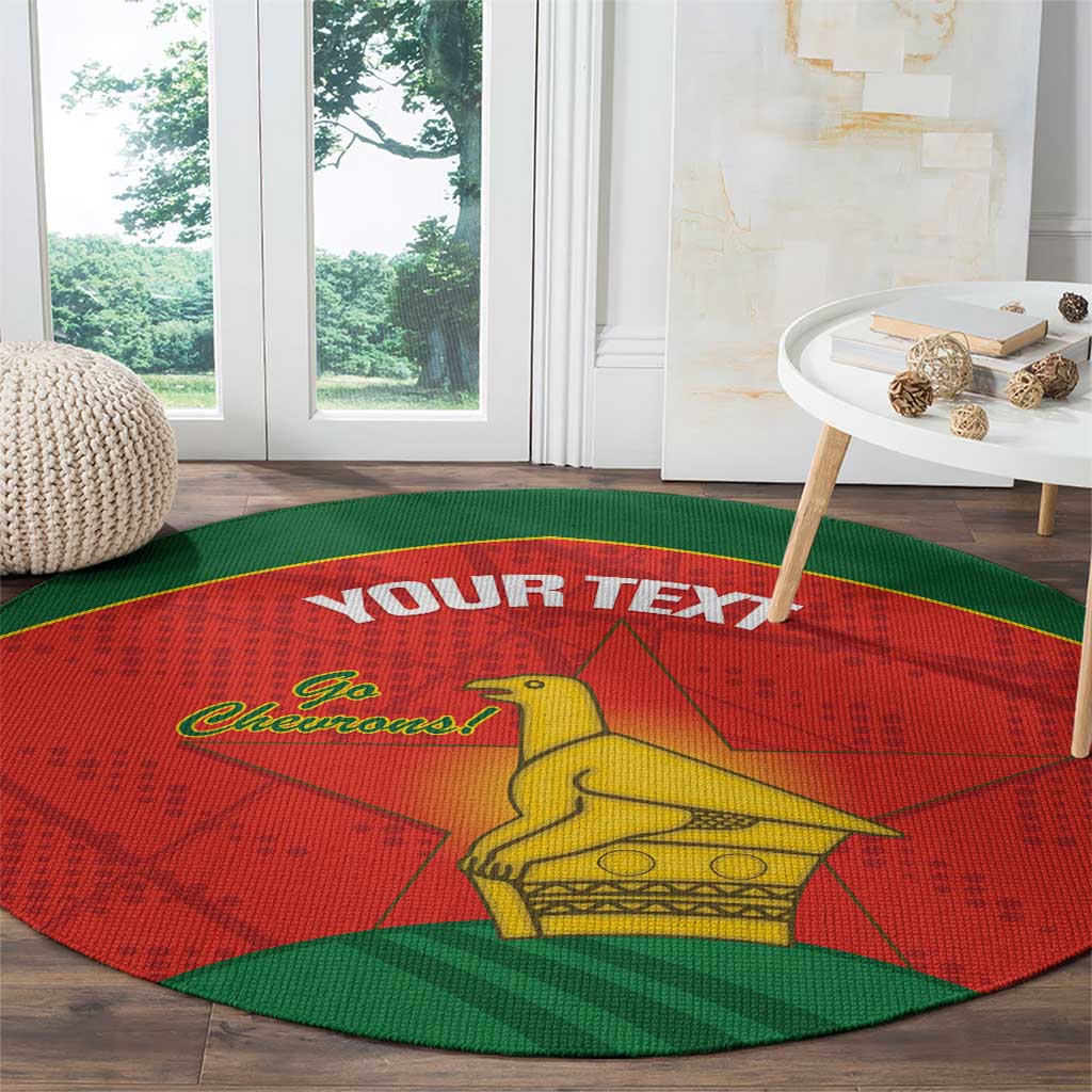 Custom Zimbabwe Cricket Round Carpet Go Chevrons 2003 Color Version - Wonder Print Shop