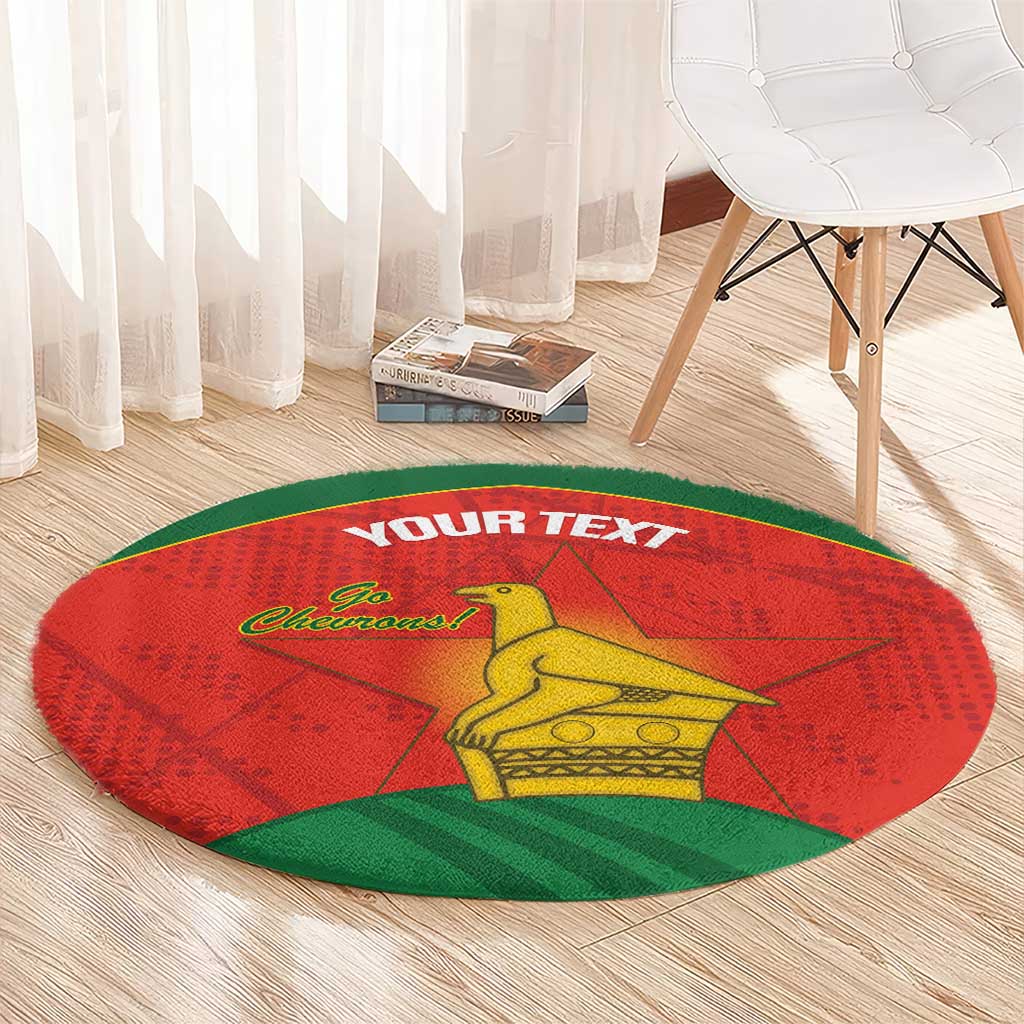 Custom Zimbabwe Cricket Round Carpet Go Chevrons 2003 Color Version - Wonder Print Shop
