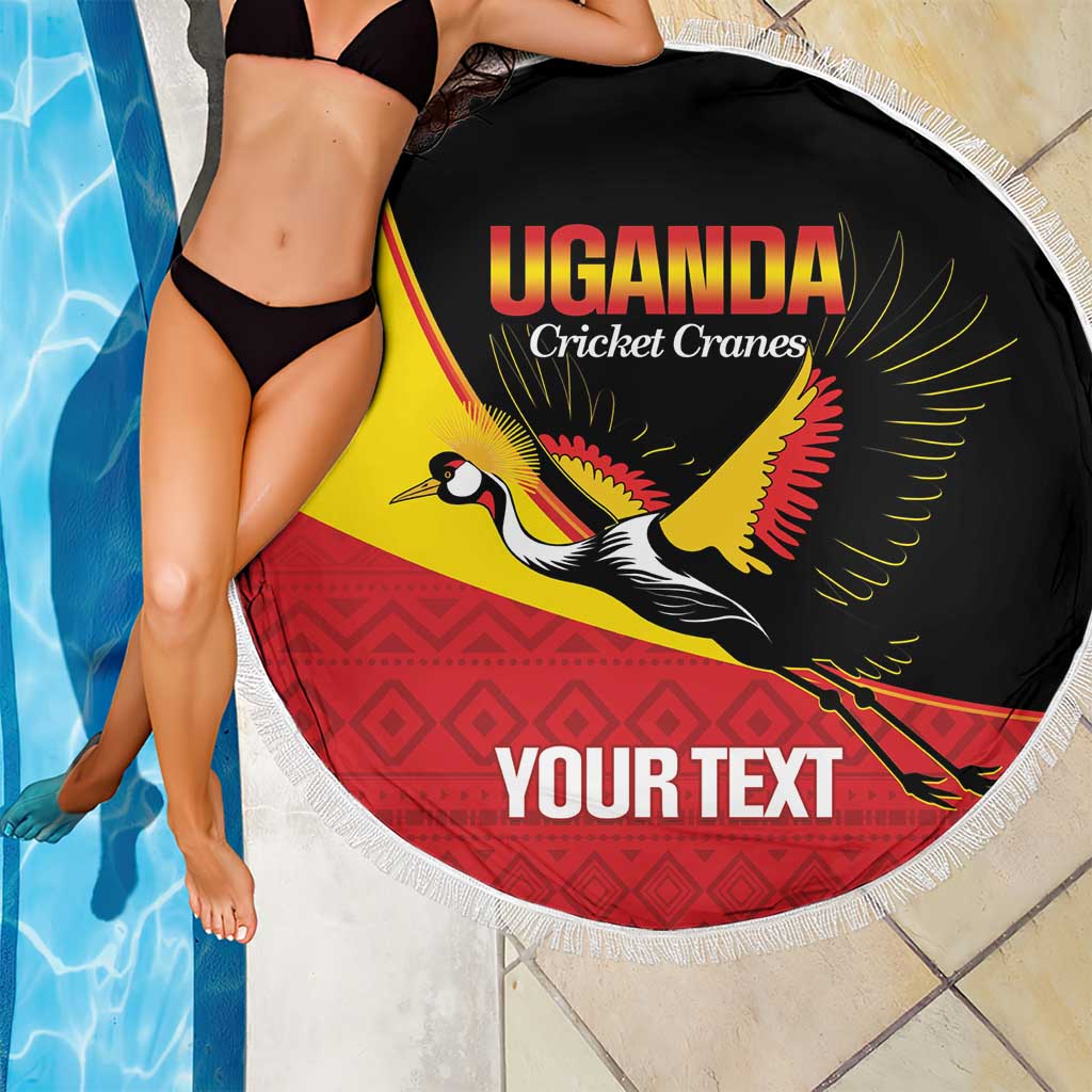 Custom Uganda Cricket Beach Blanket Go Cranes African Pattern - Wonder Print Shop