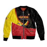 Custom Uganda Cricket Bomber Jacket Go Cranes African Pattern - Wonder Print Shop