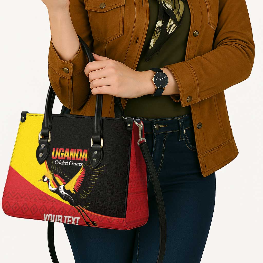 Custom Uganda Cricket Leather Bag Go Cranes African Pattern - Wonder Print Shop