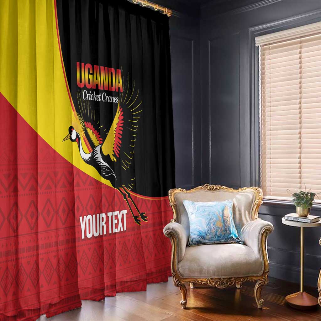 Custom Uganda Cricket Window Curtain Go Cranes African Pattern - Wonder Print Shop