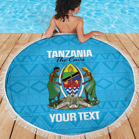 Custom Tanzania Cricket Beach Blanket Go Cows Sporty African Pattern - Wonder Print Shop