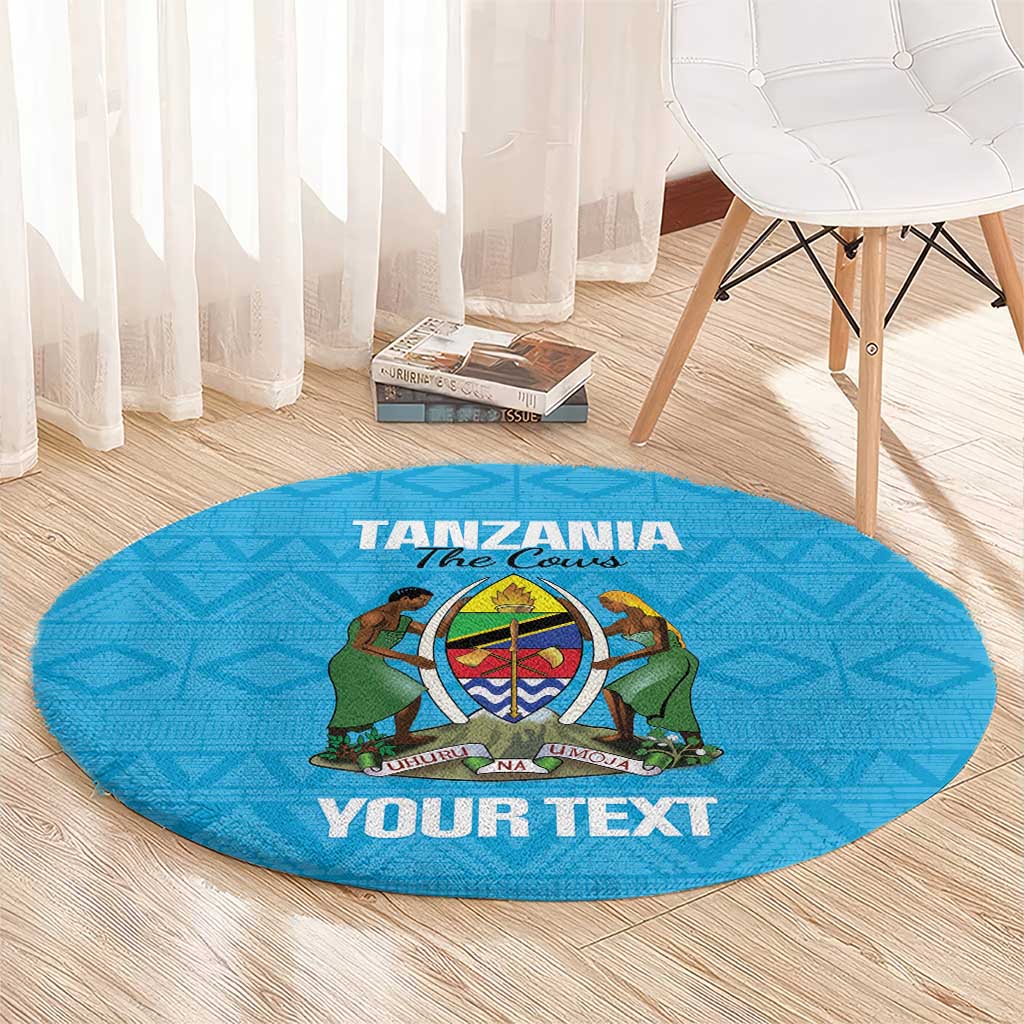 Custom Tanzania Cricket Round Carpet Go Cows Sporty African Pattern - Wonder Print Shop