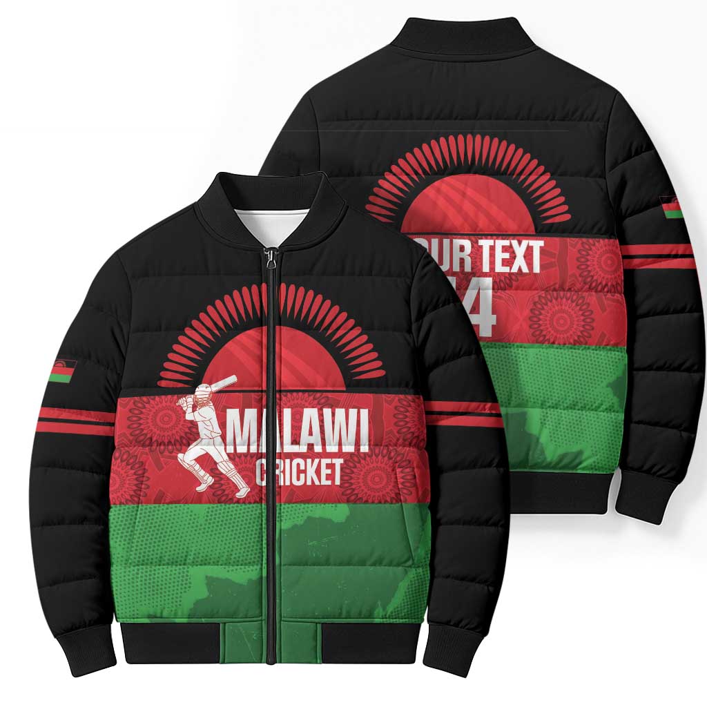Custom Malawi Cricket Bomber Puffer Jacket Go Champions Flag Style - Wonder Print Shop