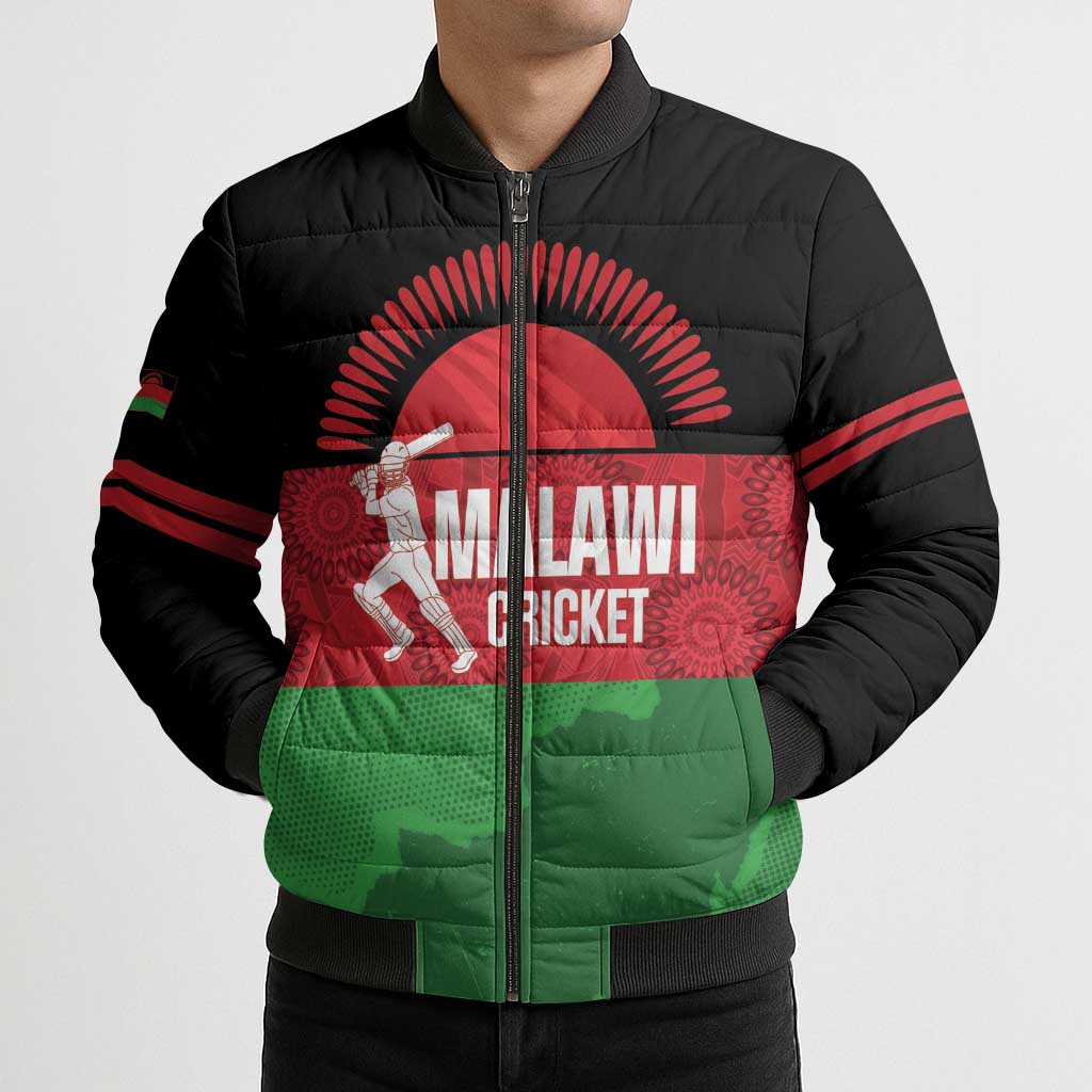 Custom Malawi Cricket Bomber Puffer Jacket Go Champions Flag Style - Wonder Print Shop