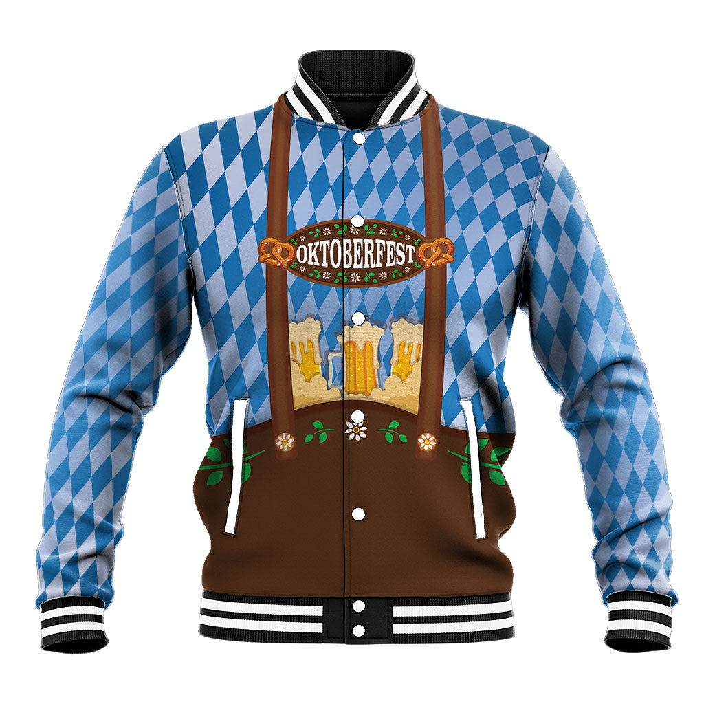 Lederhosen Oktoberfest Baseball Jacket Beers Bavarian Diamond Pattern