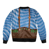 Lederhosen Oktoberfest Bomber Jacket Beers Bavarian Diamond Pattern