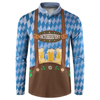 Lederhosen Oktoberfest Button Sweatshirt Beers Bavarian Diamond Pattern