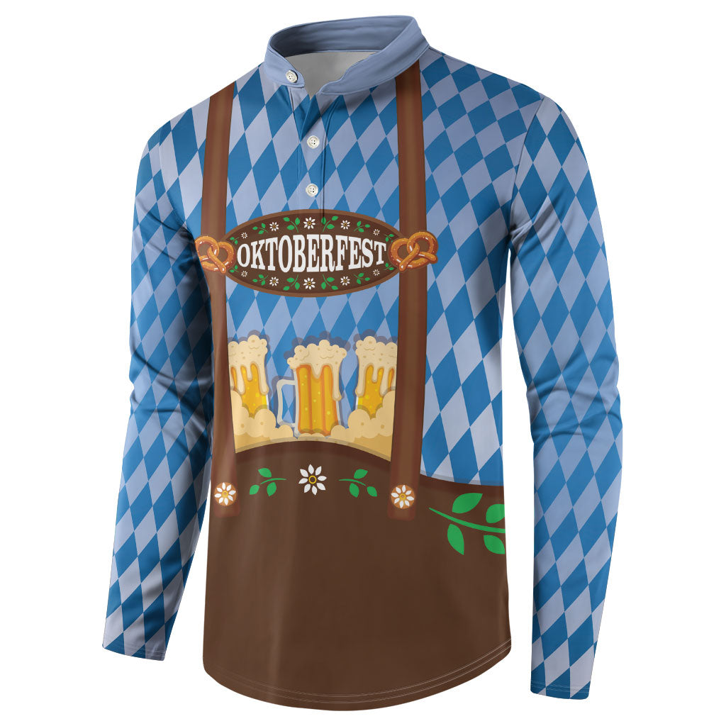 Lederhosen Oktoberfest Button Sweatshirt Beers Bavarian Diamond Pattern