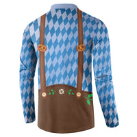 Lederhosen Oktoberfest Button Sweatshirt Beers Bavarian Diamond Pattern