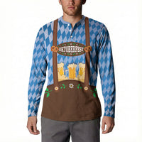 Lederhosen Oktoberfest Button Sweatshirt Beers Bavarian Diamond Pattern
