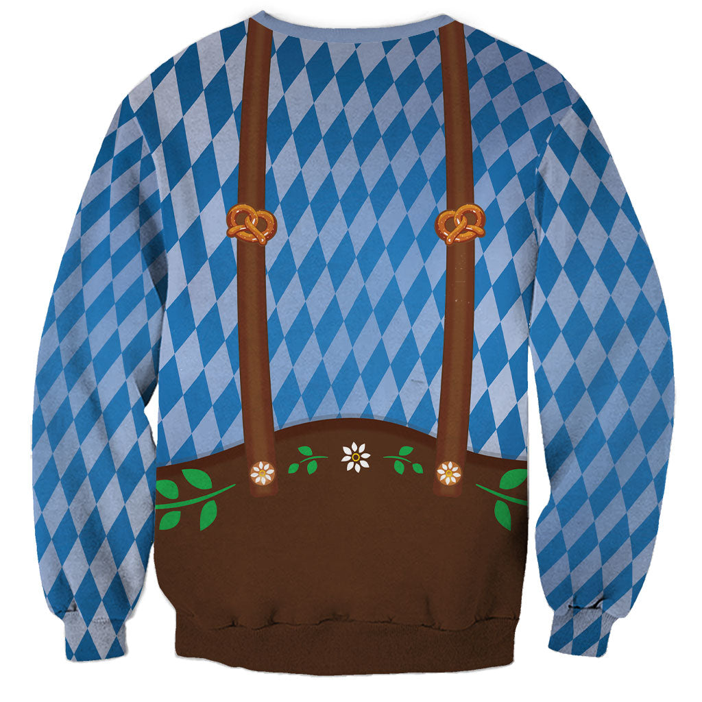 Lederhosen Oktoberfest Sweatshirt Beers Bavarian Diamond Pattern