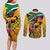 South Africa Heritage Day Couples Matching Long Sleeve Bodycon Dress and Long Sleeve Button Shirts Traditional Dancer Kente Pattern With Flag Style - Wonder Print Shop