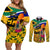 South Africa Heritage Day Couples Matching Off Shoulder Short Dress and Long Sleeve Button Shirts Traditional Dancer Kente Pattern With Flag Style - Wonder Print Shop