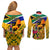 South Africa Heritage Day Couples Matching Off Shoulder Short Dress and Long Sleeve Button Shirts Traditional Dancer Kente Pattern With Flag Style - Wonder Print Shop