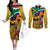 south-africa-heritage-day-couples-matching-off-the-shoulder-long-sleeve-dress-and-long-sleeve-button-shirts-traditional-dancer-kente-pattern-with-flag-style