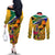 south-africa-heritage-day-couples-matching-off-the-shoulder-long-sleeve-dress-and-long-sleeve-button-shirts-traditional-dancer-kente-pattern-with-flag-style