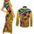 South Africa Heritage Day Couples Matching Short Sleeve Bodycon Dress and Long Sleeve Button Shirts Traditional Dancer Kente Pattern With Flag Style - Wonder Print Shop